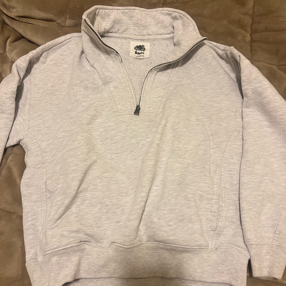 Roots Gray Half-Zip Sweater